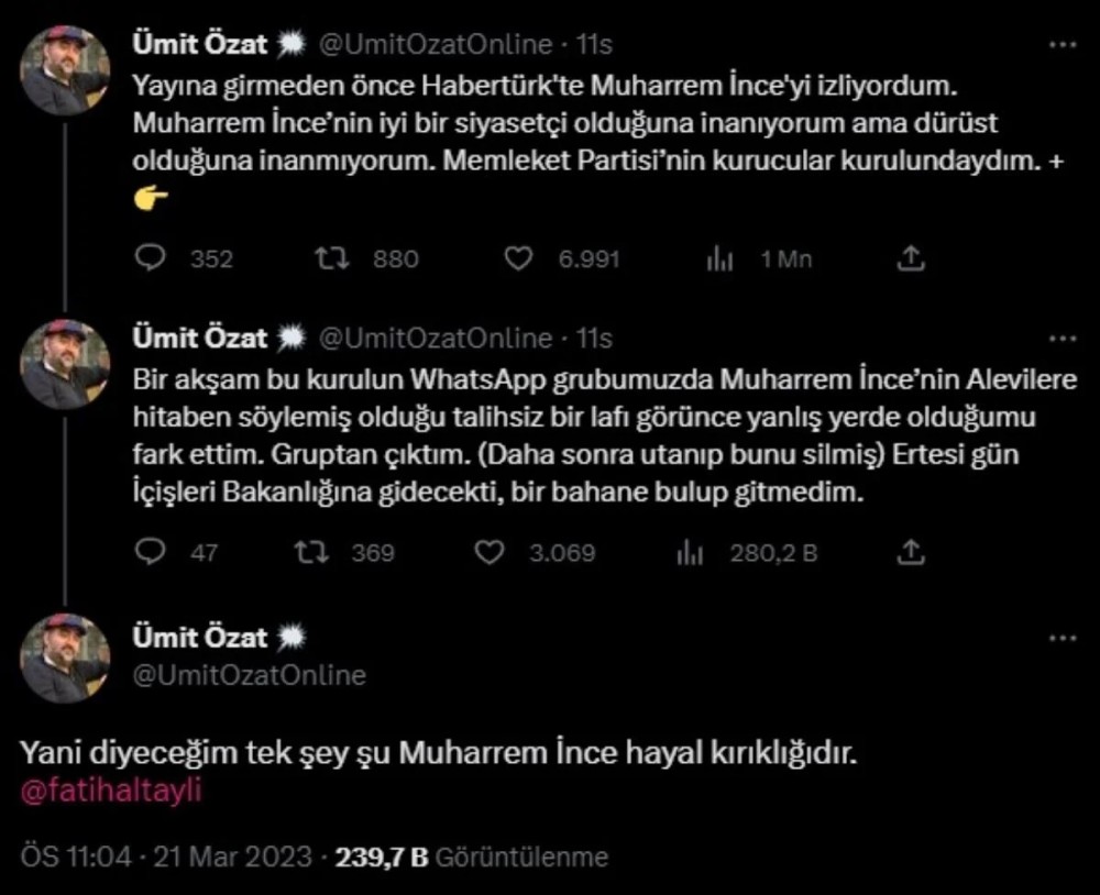 muharrem ince aleviler icin ne dedi umit ozat tan carpici muharrem ince paylasimi